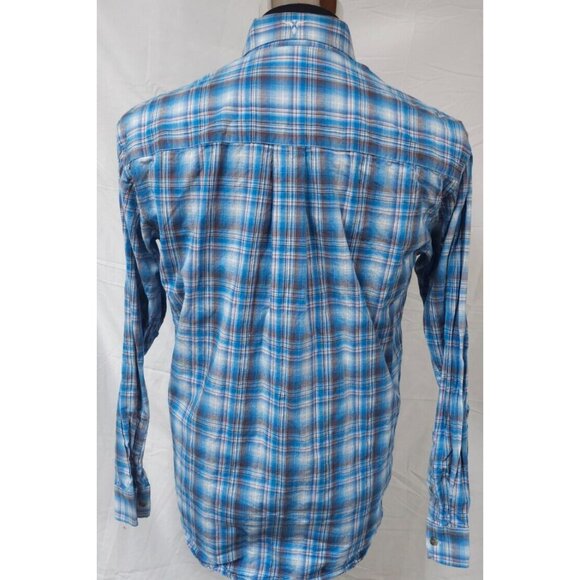 Wrangler 20X Mens Medium Blue Plaid Competition Advanced Comfort Western Shirt - Picture 7 of 12